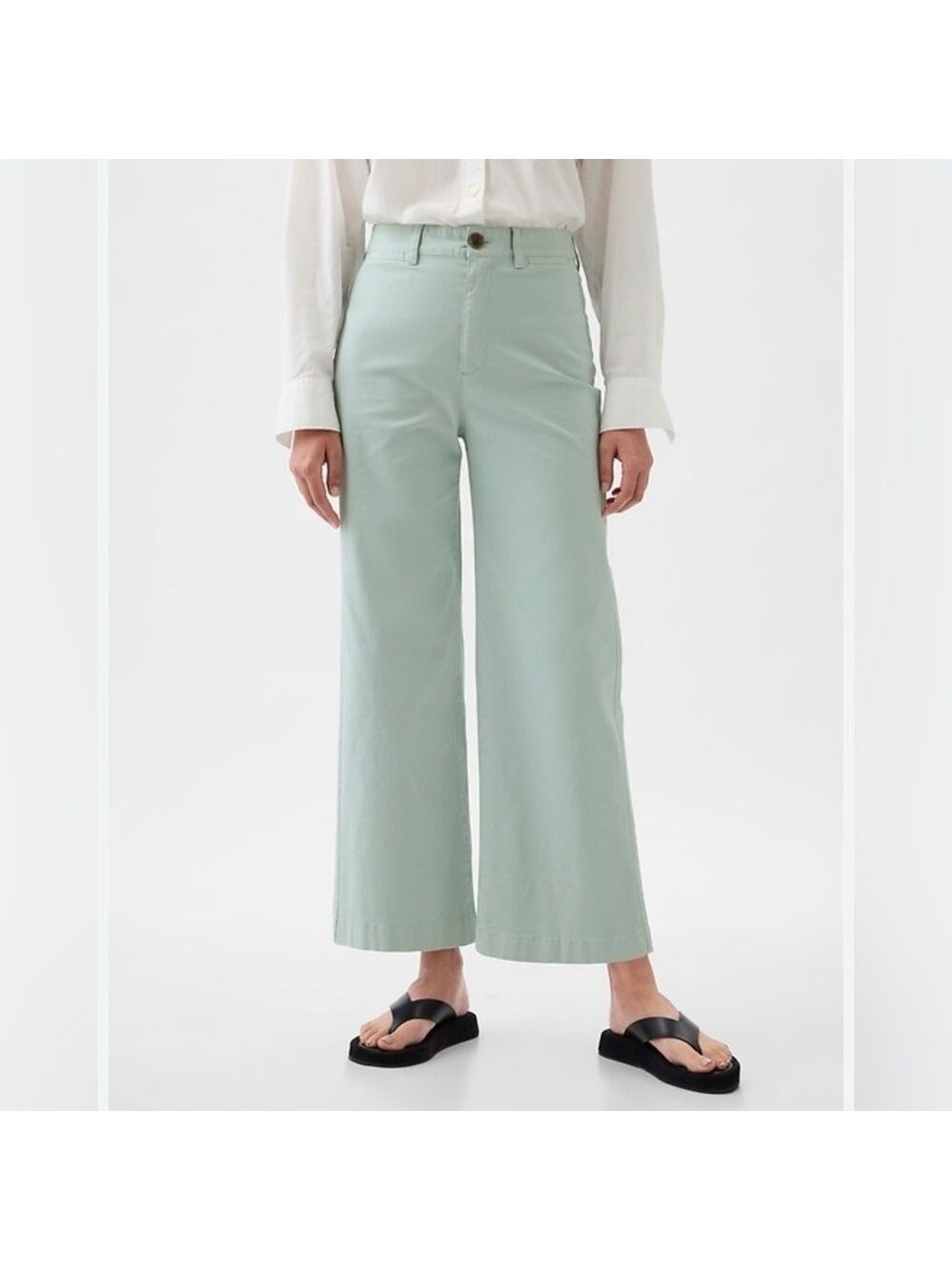 Gap High Stride Wide Leg Ankle Khakis Size 6 Frothy Aqua Blue cotton casual pant